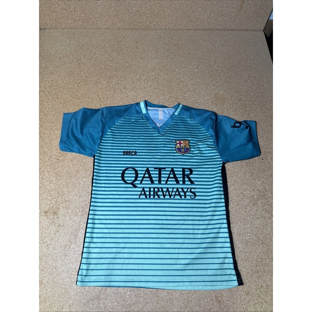 Barcelona Soccer Jersey 10 Messi Teal Turquoise 2016/2017 E3